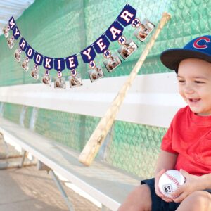 Kitticcino Baseball 1st Birthday Monthly Photo Banner Baseball Theme First Year Photo Banner My Rookie Year Banner for First Birthday Party Decorations Baby Shower Supplies