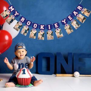 Kitticcino Baseball 1st Birthday Monthly Photo Banner Baseball Theme First Year Photo Banner My Rookie Year Banner for First Birthday Party Decorations Baby Shower Supplies