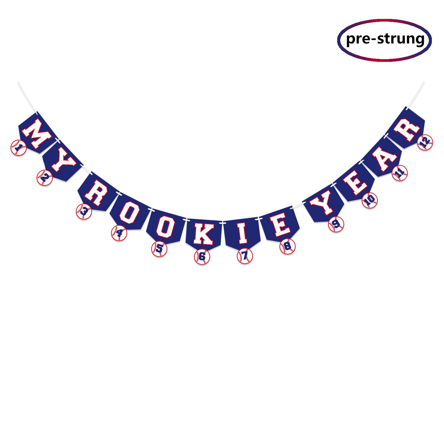 Kitticcino Baseball 1st Birthday Monthly Photo Banner Baseball Theme First Year Photo Banner My Rookie Year Banner for First Birthday Party Decorations Baby Shower Supplies