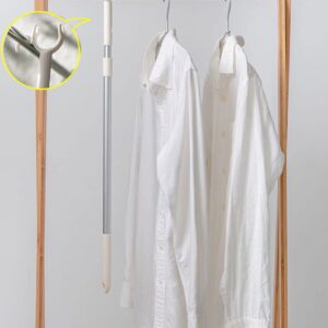 Long Pole with Hook Reach Stick Closet Pole 45" Extendable Pole with Long Handle for High Reaching Closet Rods, Window Curtain, Top Ceiling