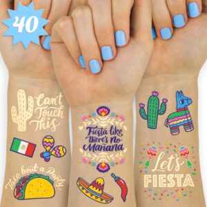 xo, fetti fiesta party supplies metallic tattoos - 40 styles | cinco de mayo decorations, final fiesta bachelorette + mexican decor