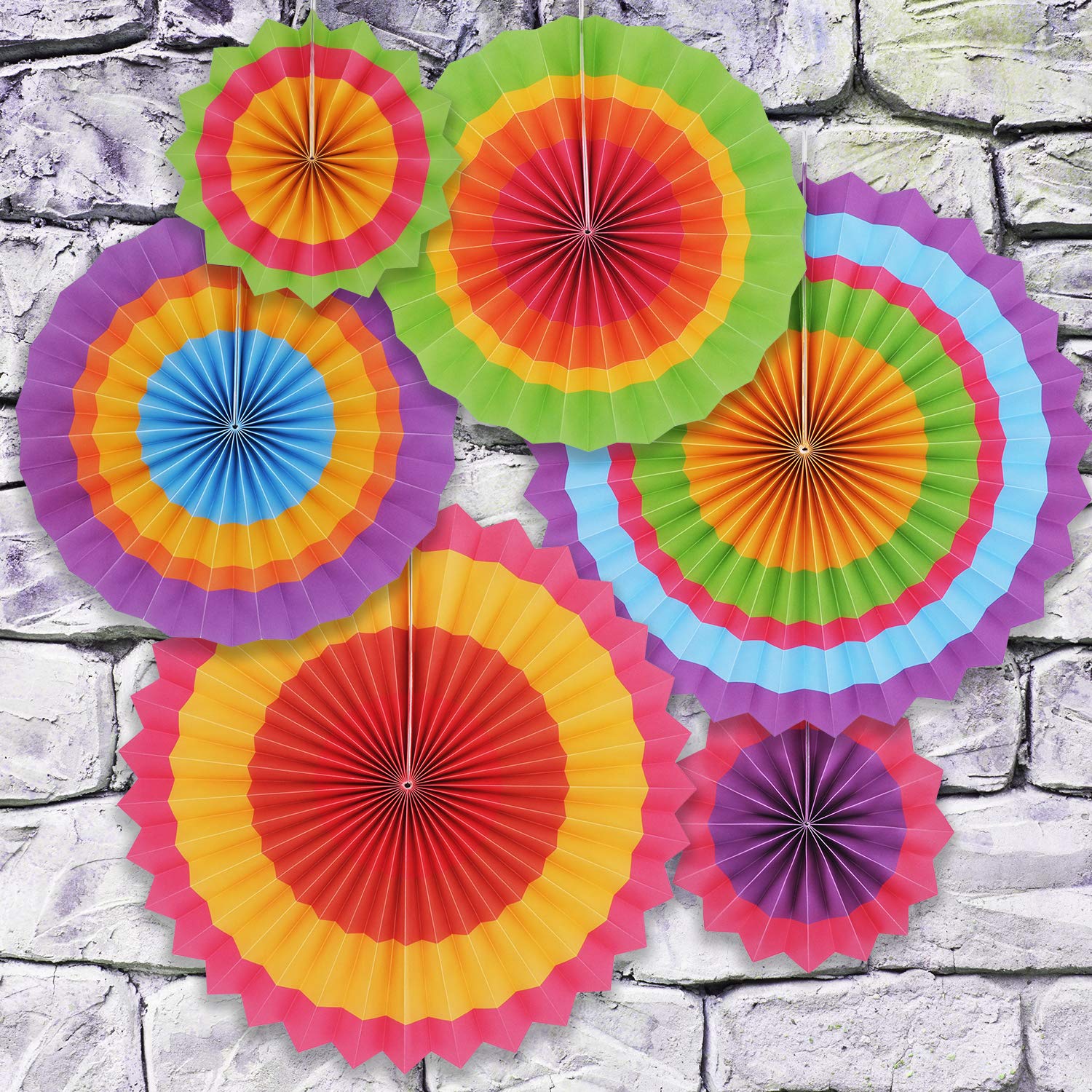 JOYIN 24 Colorful Hanging Paper Fan Round Wheel Disc for Fiesta Party Supplies Decoration, Luau Event Photo Props, Cinco De Mayo Mexican Festivals, Carnivals, Taco Tuesday Event.