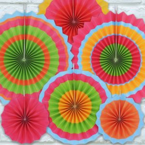 JOYIN 24 Colorful Hanging Paper Fan Round Wheel Disc for Fiesta Party Supplies Decoration, Luau Event Photo Props, Cinco De Mayo Mexican Festivals, Carnivals, Taco Tuesday Event.