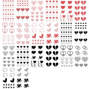 everjoy red black love hearts temporary tattoos 15 designs 2 colors 360 patterns, waterproof valentines decal tattoo stickers for women