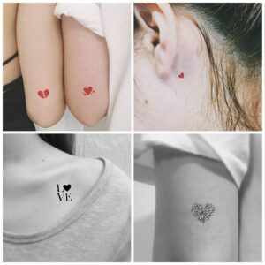 Everjoy Red Black Love Hearts Temporary Tattoos 15 Designs 2 Colors 360 Patterns, Waterproof Valentines Decal Tattoo Stickers for Women