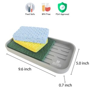 Homeway Essentials Kitchen Sink Organizer | Soap Caddy and Sponge Holder | Silicone Tray for Sponges, Soap Dispenser, Scrubber and Other Dishwashing Accessories - Gray