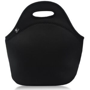 lovac reusable lunch bag for men,lunch tote,durable and waterproof neoprene lunch bags,insulated soft and lightweight (pure black)