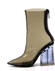 cape robbin crystal glaze womens perspex lucite clear pointy toe chunky heel ankle boots,black,10