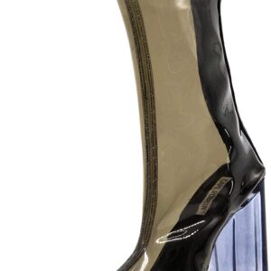 Cape Robbin Crystal Glaze Womens Perspex Lucite Clear Pointy Toe Chunky Heel Ankle Boots,Black,10