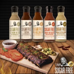 G Hughes Sugar Free, Assorted Marinades - Gluten Free, Sugar Free Sauces and Marinades Gift Sets, Marinades for Meats, (1) Lemon Herb 12oz bottle (1) Teriyaki 13oz bottle & (1) Orange Ginger 13oz