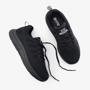 STQ Women Sneakers Fashion Lightweight Breathable Ladies Walking Shoes Black 8