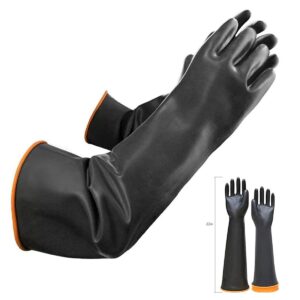 22" latex chemical resistant gloves, reusable heavy duty long rubber gloves dishwashing gloves, industrial safety gloves for men, forearm protection waterproof resist strong acid, alkali, oil, xl size