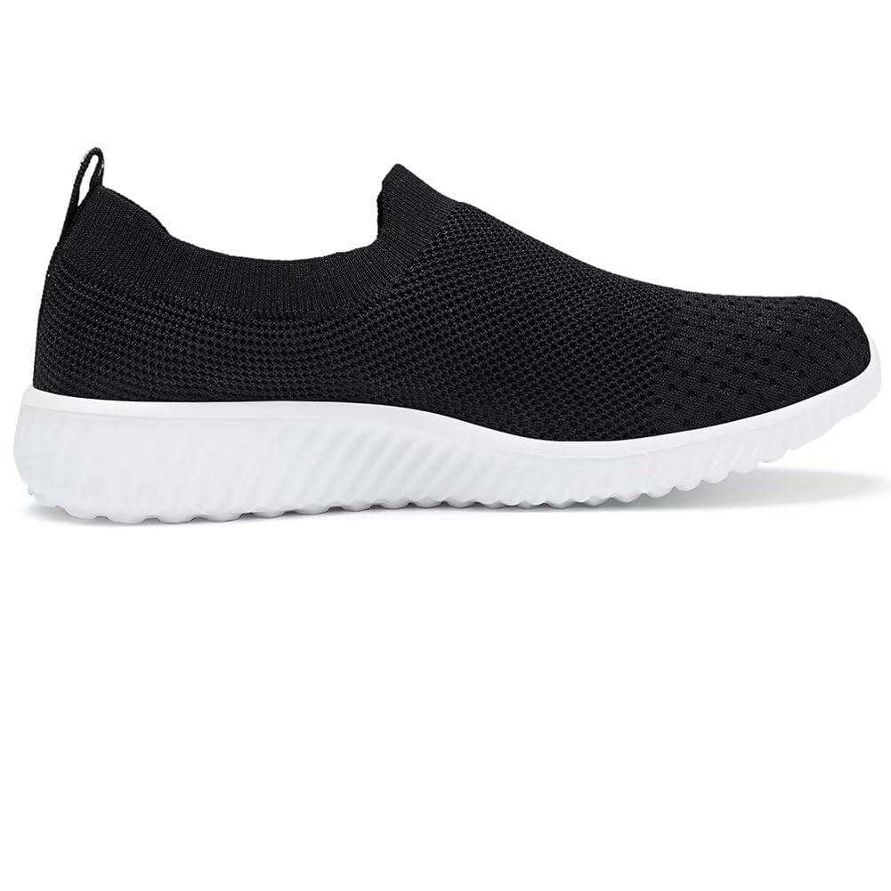 LANCROP Women's Walking Nurse Shoes - Mesh Slip on Comfortable Sneakers 6.5 US, Label 37 Black