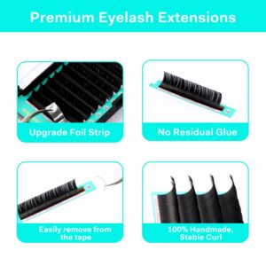 Eyelash Extensions 0.05 C Curl 15mm Lash Extensions Supplies Individual Lashes Premium Silk Volume & Classic Lash Soft Matte Dark Professional Eyelashes Extension (0.05-C-15mm)