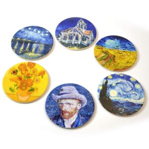 Coasters for Drinks Ceramic Van Gogh Art Coasters Set - Use 6 Famous Van Gogh Paintings, Unique Housewarming Gifts for New Home Decorative by WOWDING