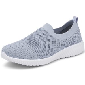 lancrop women's walking nurse shoes comfortable lightweight mesh slip on sneakers 12 us, label 44 grey
