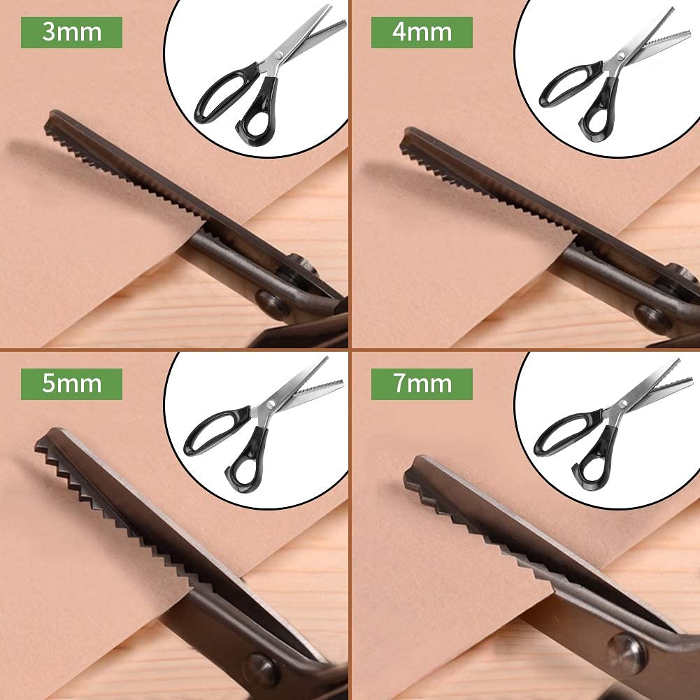 FTVOGUE Pinking Shear Stainless Steel Fabric Round/Triangle Edge Scissors Tailor Dressmaking Sewing Tool(5mm)