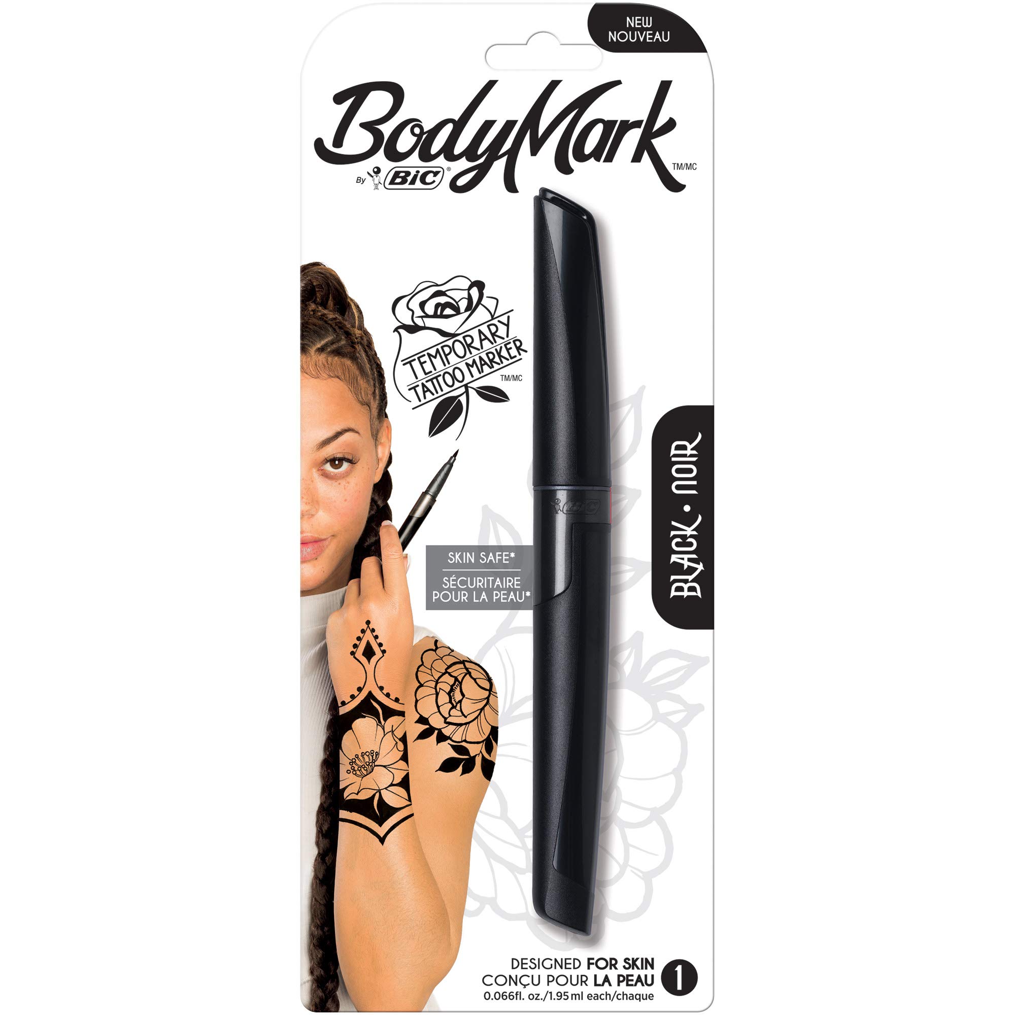 Bic BodyMark Temporary Tattoo Markers, black, 0.04 Fl Oz