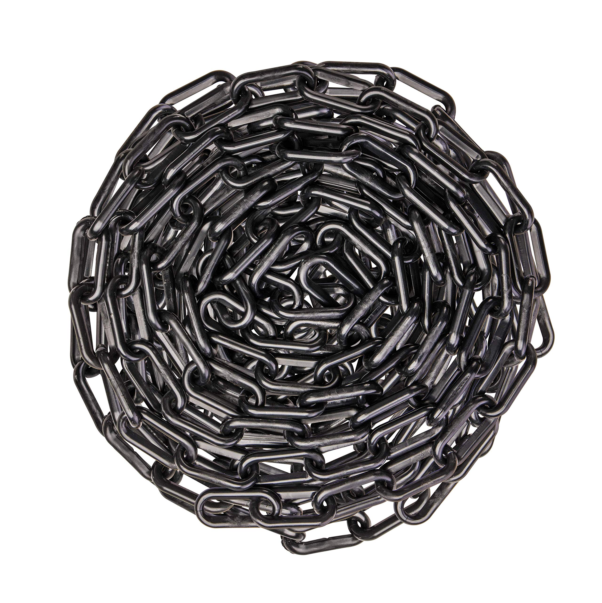 US Weight (Made in USA) 2" x 100' Black Plastic Safety Chain ft. SunShield UV Resistant Technology