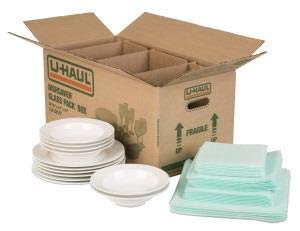 u-haul dish packing kit – for dishes and glassware – includes 1 box, 1 cell divider unit, and 32 assorted foam pouches (value pack of 2)