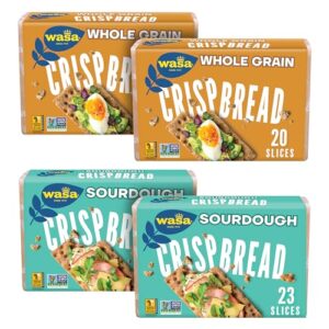 wasa swedish crispbread, all-natural crackers, fat free, no saturated fat, 0g of trans fat, no cholesterol, kosher certified, 3 lb, variety pack (2 sourdough, 2 whole grain)
