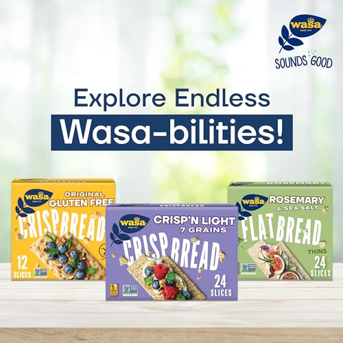 Wasa Swedish Crispbread, All-Natural Crackers, Fat Free, No Saturated Fat, 0g of Trans Fat, No Cholesterol, Kosher Certified, 3 Lb, Variety Pack (2 Sourdough, 2 Whole Grain)