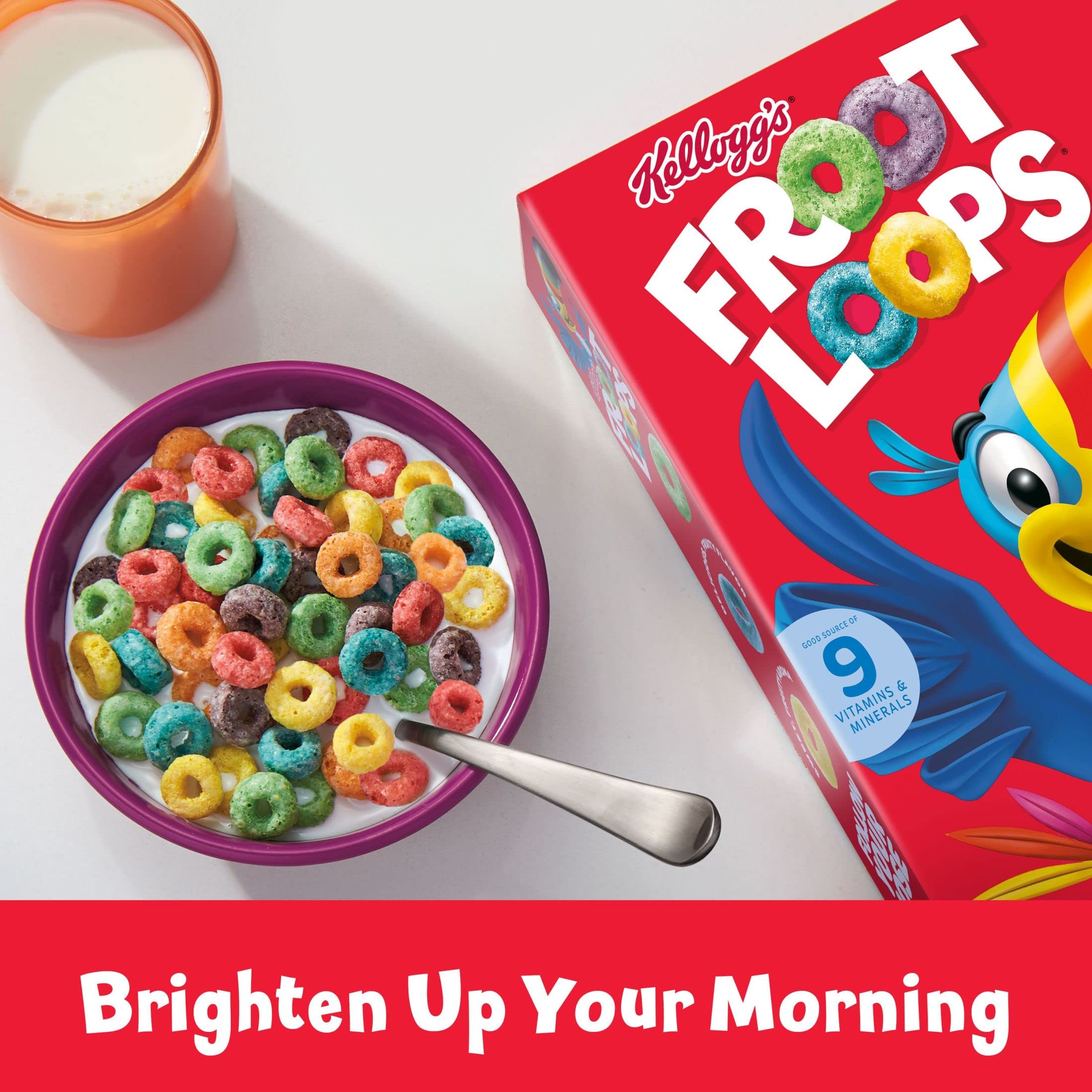 Kellogg's Froot Loops Kids Breakfast Cereal, Variety Pack, Froot Loops and Froot Loops with Marshmallows, 10.1 Ounce (Pack of 4)