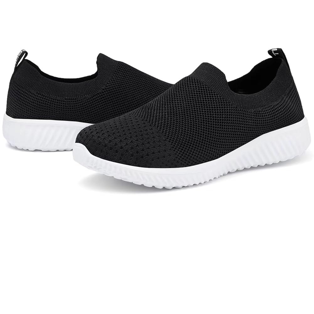 LANCROP Women's Walking Nurse Shoes - Mesh Slip on Comfortable Sneakers 11 US, Label 43 Black