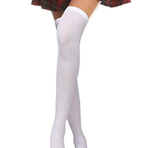 4 Pairs Women's Silk Thigh High Stockings Nylon Socks for Women Halloween Cosplay Costume Party Tights Accessory (Black, White, Skin Color, Grey,F Size)