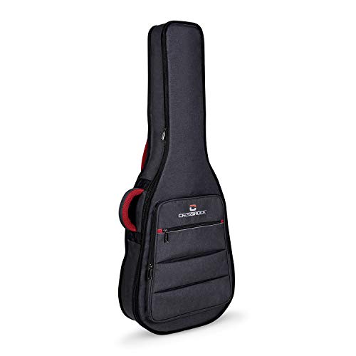 Crossrock CRSG107D Dreadnought Guitar Bag, 10mm Padding, Backpack Available, Dark Grey (CRSG107DGR)