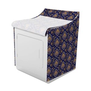 Lunarable Paisley Cover for Washer and Dryer, Pattern with Effects and Floral Ornaments Print, Dust and Dirt Free Decorative Print, 29" x 28" x 40", Ginger Indigo