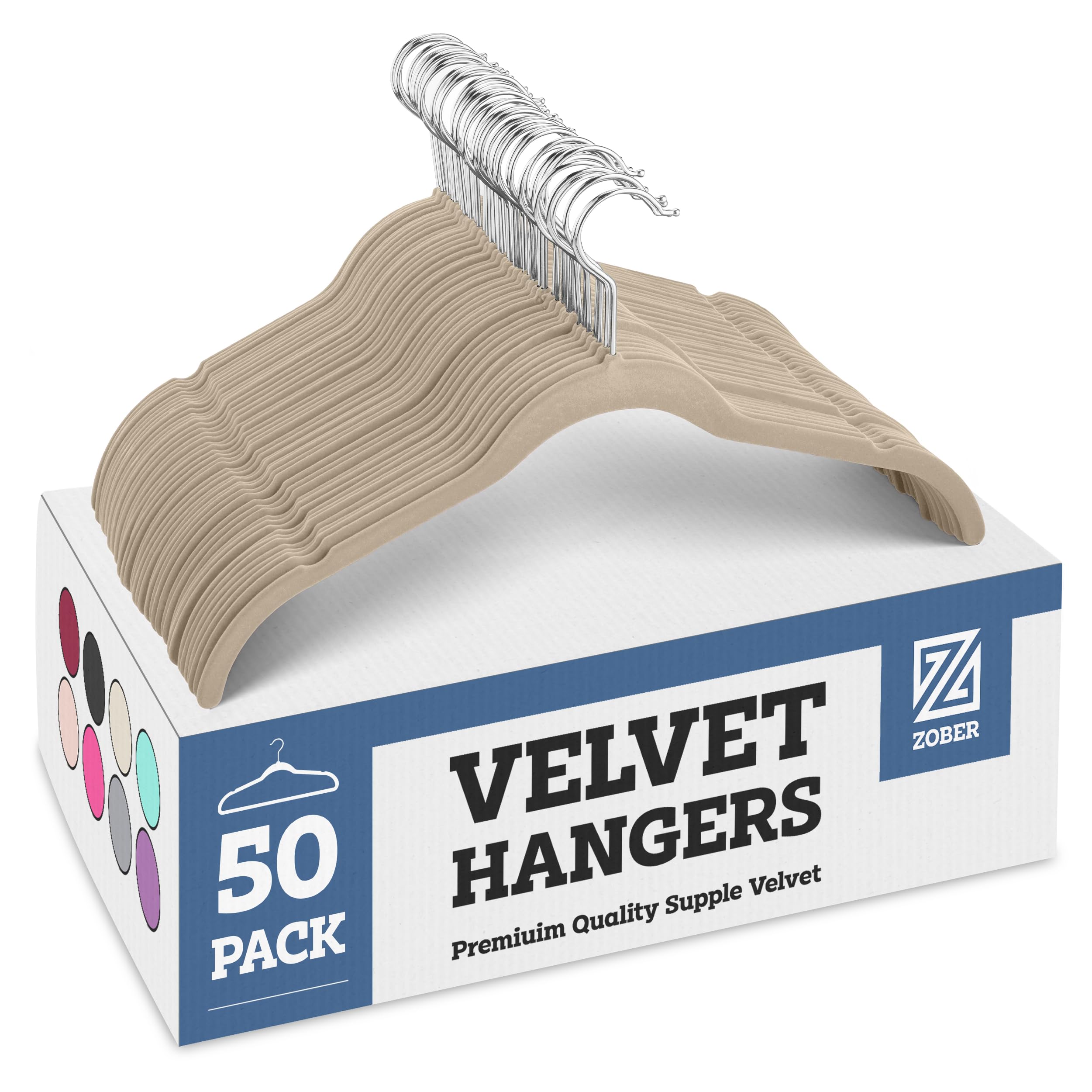 Premium Velvet Shirt Hangers (50 Pack) Non Slip Clothes Hangers, Ultra Slim Hangers Gain 50% Closet Space, 360° Swivel Hook, Clothes Hangers for Tops, Dress Shirts, Blouses, Strappy Dresses, Delicates