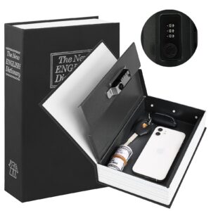 kyodoled diversion book safe with combination lock, secret hidden metal lock box,money hiding collection box,9.5" x 6.2" x 2 .2" black large