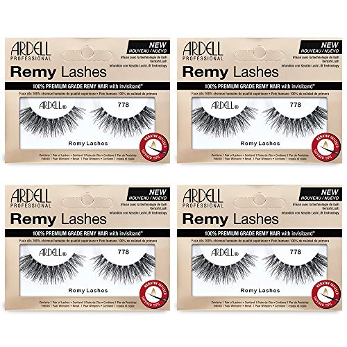 Ardell Remy Lash 778, Premium Grade Remy Hair False Lashes with Invisiband, 4 pairs