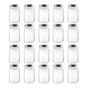 novelinks 16 ounce clear plastic jars containers with screw on lids - refillable round empty plastic slime storage containers for kitchen & household storage - bpa free (20 pack)