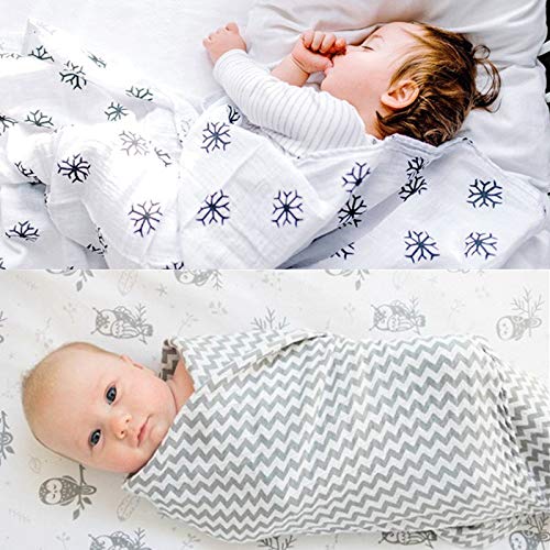 G-Tree Organic Muslin Swaddle Blanket- 47 x 47 inch Ultra Soft Muslin Swaddle Blankets, Muslin Receiving Blanket - Perfect （Snowflake）