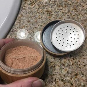 30ml 1 oz Empty Bamboo Loose Powder Box Case Container with Powder Puff and Sifter Cosmetic Makeup Holder