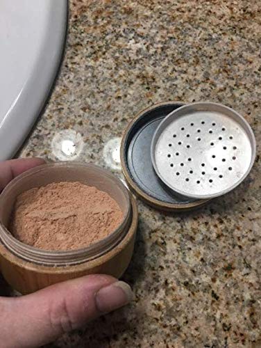 30ml 1 oz Empty Bamboo Loose Powder Box Case Container with Powder Puff and Sifter Cosmetic Makeup Holder