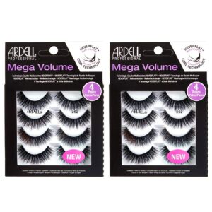 ardell false eyelashes mega volume 252, 2 packs (4 pairs per pack)