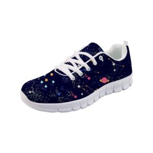 chaqlin fashion women running shoes galaxy space pattern sneakers ladies trainers for hiking walking sports travel jogging shoe low top lace up size eur 39