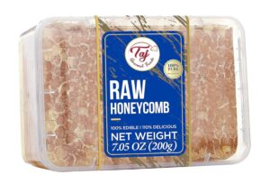 taj gourmet all natural raw honeycomb 100% honey pure turkish raw honey comb -100% all natural edible honey combs raw edible - perfect for healthy smoothies honey with honeycomb, 200g (7.05oz)