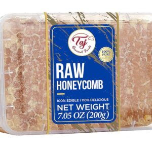 Taj Gourmet All Natural Raw Honeycomb 100% Honey Pure Turkish Raw Honey Comb -100% All Natural Edible Honey Combs Raw Edible - Perfect For Healthy Smoothies Honey With Honeycomb, 200g (7.05oz)