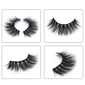 False Eyelashes, 3D Faux Mink Fake Eyelashes Handmade Dramatic Thick Crossed Cluster False Eyelashes Black Nature Fluffy Long Soft Reusable(5 Pairs)