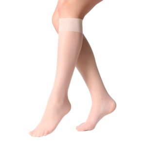 manzi 12 pairs knee high stockings sheer pantyhose for women nude