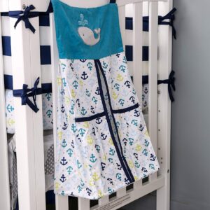 Embroidery Crib Diaper Stacker Blue Whale Arrow Crib Diaper Hanging Bag (Blue Whale Arrow)