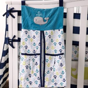 Embroidery Crib Diaper Stacker Blue Whale Arrow Crib Diaper Hanging Bag (Blue Whale Arrow)