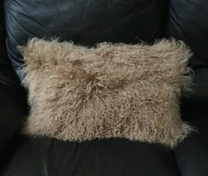 seek4comfortable mongolian tibetan lamb fur wool rectangular throw pillow cushion，khaki - 12" x 20"