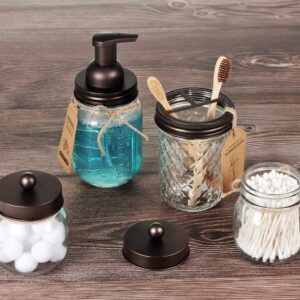 Mason Jar Foaming Soap Dispenser Lids -Bronze -Rustproof Stainless Steel Lid/Plastic Pump,with Waterproof Chalkboard Labels Stickers - Rustic Farmhouse Décor Bronze Bathroom Acces-sories/Bronze