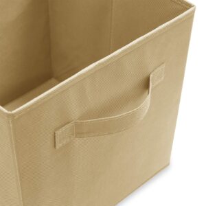 Casafield Set of 6 Collapsible Fabric Cube Storage Bins, Sandy Beige - 11" Foldable Cloth Baskets for Shelves, Cubby Organizers & More