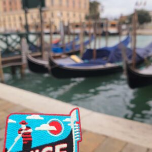 Vagabond Heart Venice Patch - Gondola and Gondolier Souvenir - Venice Italy Iron On Travel Badge